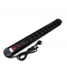 Regleta de enchufes 10 schuko con interruptor y protección sobretensiones (1.5m cable)