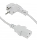 Cable de alimentación IEC-60320 blanco C13 SCHUKO-macho 1.8m