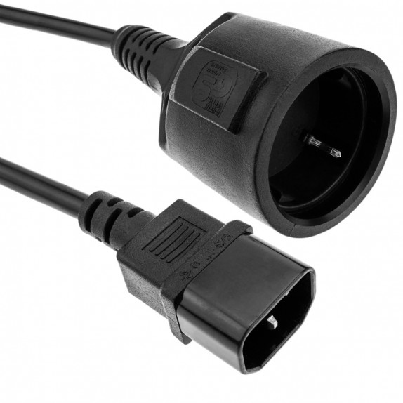 Cable de alimentación eléctrico IEC-60320 C14 a schuko hembra de 40cm