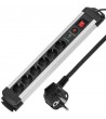 Regleta de enchufes 6 schuko con interruptor y protección sobretensiones (1.5m cable)